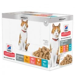 Hill's SP Adult Sterilised Cat Multipack Kip / Zalm / Kalkoen / Forel - 4 X 12 X 85 Gram